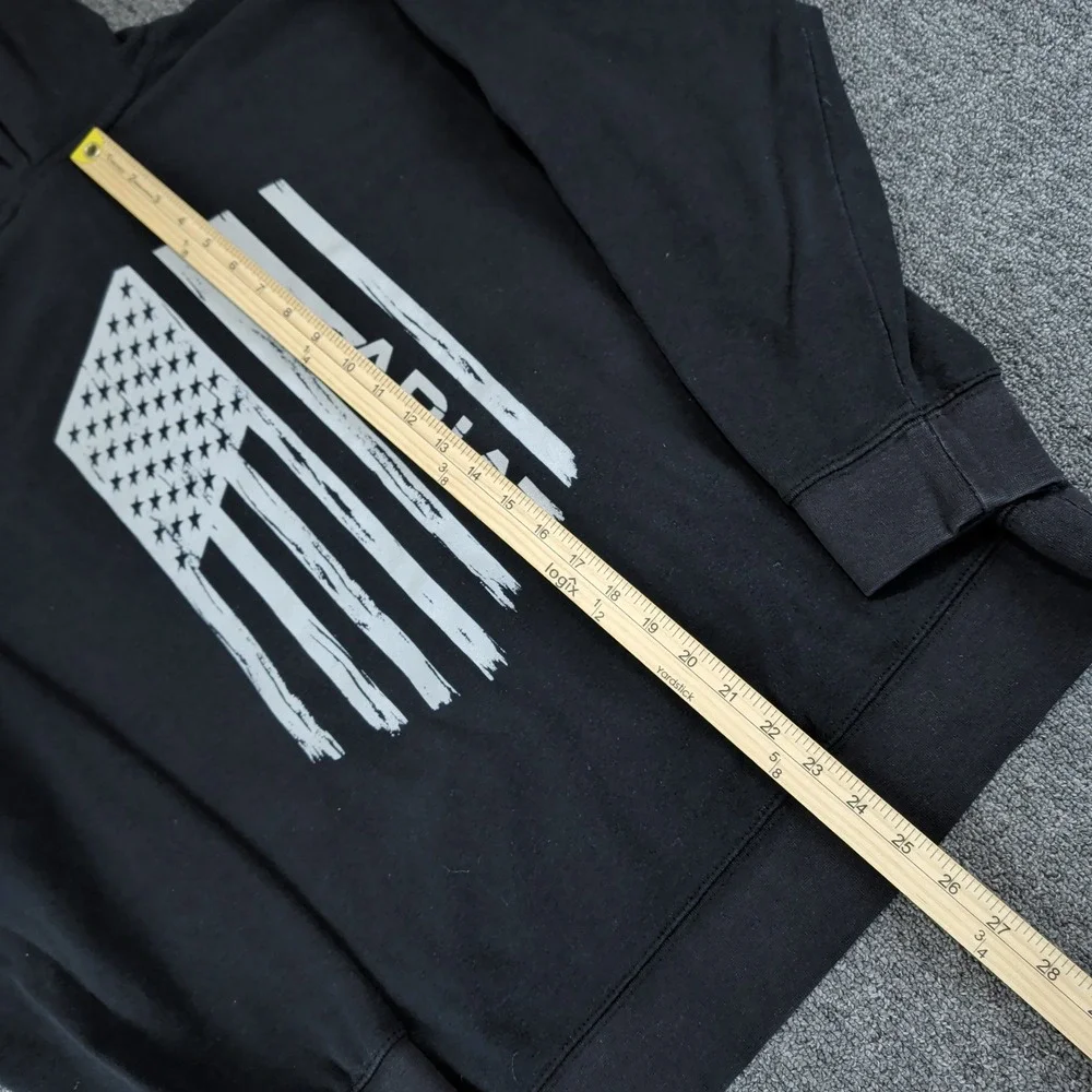 Ariat Western Americana Flag Graphic Hoodie Men Medium Black Pullover Sweatshirt